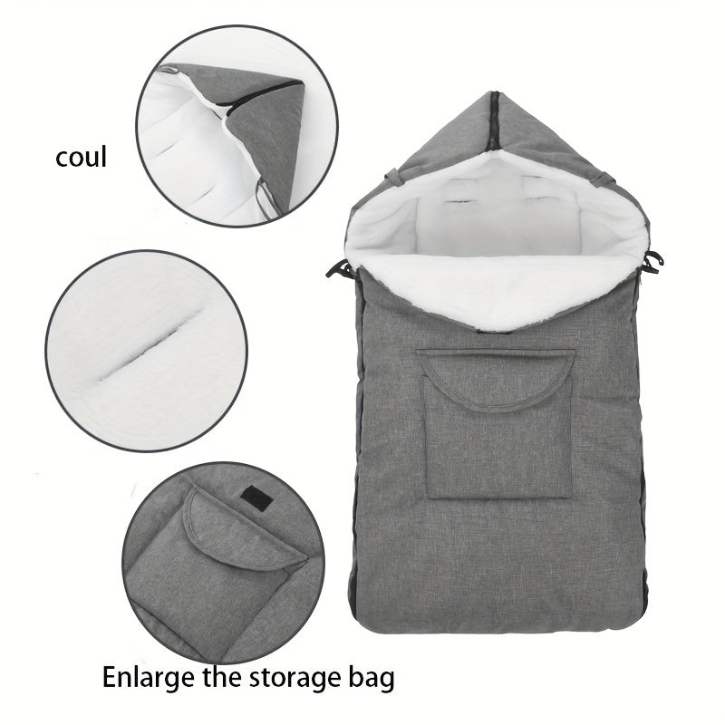 Baby Stroller Footmuff, Universal Cozy Polar Fleece Lined Pushchair Bunting Bag, Windproof Thickened Newborn Bunting Bag for 0-3 Years Old - Convertible Cushion Seat Liner