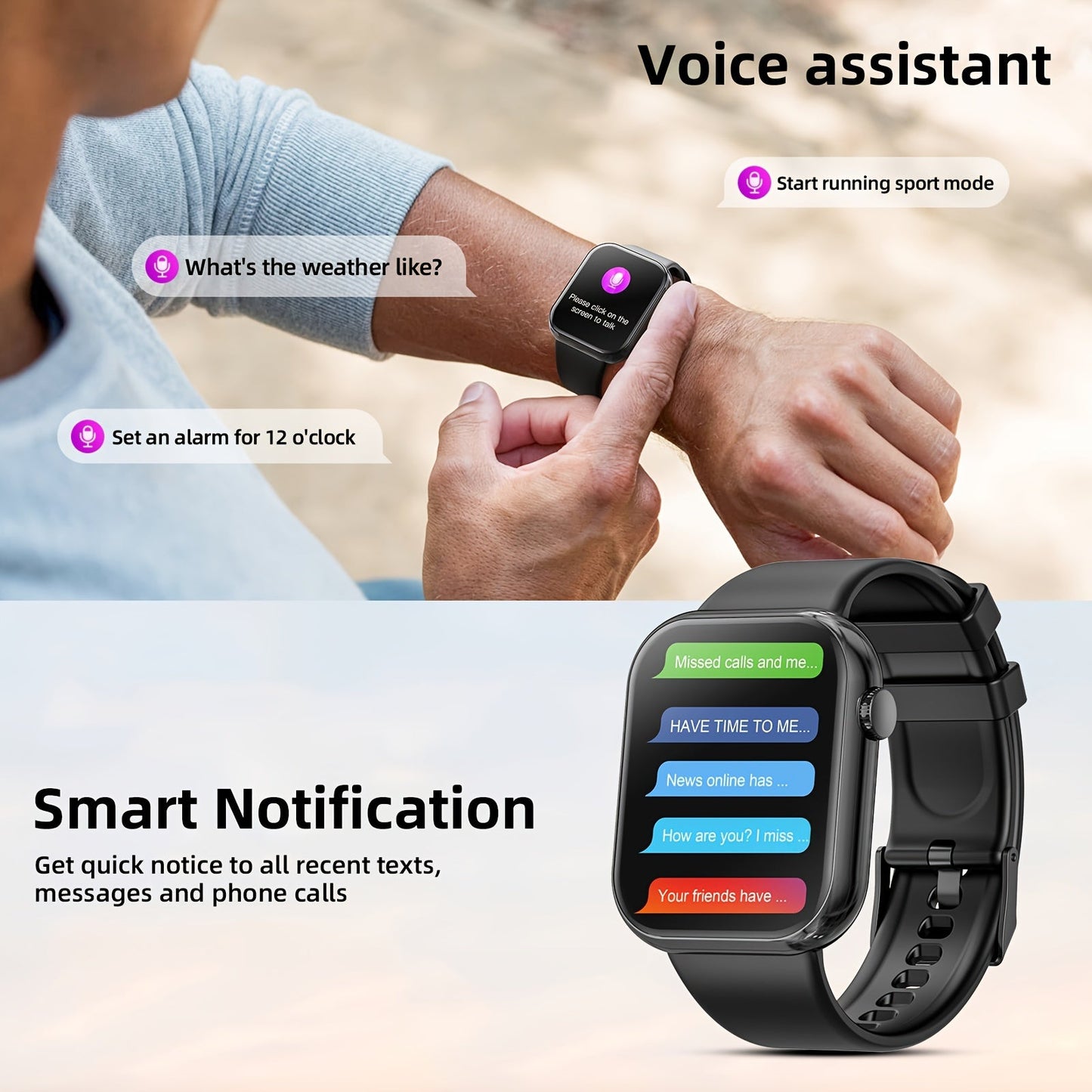 Waterproof Smartwatch Sleep Tracker Pedometer and Sports Modes