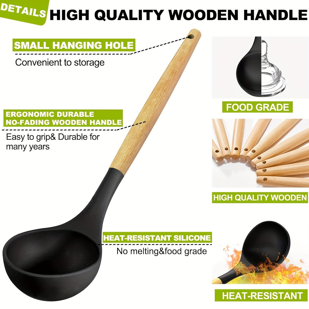 36pcs, Silicone Kitchen Utensil Set with Wooden Handles, Heat-Resistant Non-Stick Cooking And Baking Tools for Home Kitchen